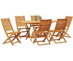 Lauko baldų komplektas Sodo valgomojo komplektas 7 pcs Ruda Kietos akacijos mediena