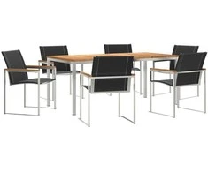 Lauko baldų komplektas Sodo valgomojo komplektas 7 pcs Ruda Kietos akacijos mediena