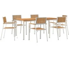 Lauko valgomojo komplektas 7 pcs Ruda Kieto teka medžio