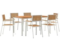 Lauko valgomojo komplektas 7 pcs Ruda Kieto teka medžio