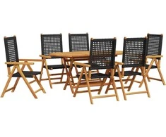 Lauko baldų komplektas Sodo valgomojo komplektas 7 pcs Juoda Kietos akacijos mediena