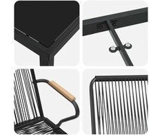Lauko baldų komplektas Sodo valgomojo komplektas 7 pcs Juoda