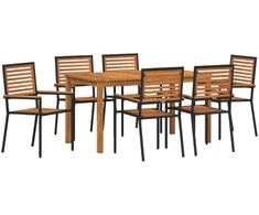 Lauko baldų komplektas Sodo valgomojo komplektas 7 pcs Juoda Kietos akacijos mediena