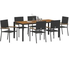 Sodo valgomojo komplektas 7 pcs Juoda poliratanas