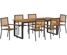 Lauko baldų komplektas Sodo valgomojo komplektas 7 pcs Juoda Kietos akacijos mediena