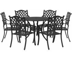 Lauko baldų komplektas Sodo valgomojo komplektas 7 pcs Juoda Aliuminis