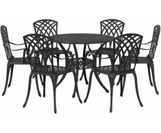 Lauko baldų komplektas Sodo valgomojo komplektas 7 pcs Juoda Aliuminis