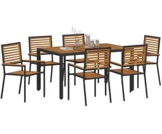 Sodo valgomojo komplektas 7 pcs Juoda ir Ruda poliratanas