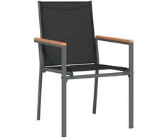 Lauko baldų komplektas Sodo valgomojo komplektas 7 pcs Juoda Miltelinis plienas