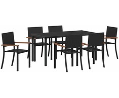 Lauko baldų komplektas Sodo valgomojo komplektas 7 pcs Juoda