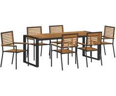 Sodo valgomojo komplektas 7 pcs Juoda ir Ruda poliratanas
