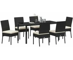 Lauko baldų komplektas Sodo valgomojo komplektas 7 pcs Juoda