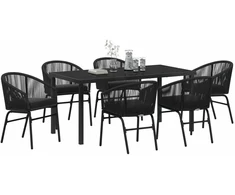 Lauko baldų komplektas Sodo valgomojo komplektas 7 pcs Juoda