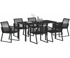 Lauko baldų komplektas Sodo valgomojo komplektas 7 pcs Juoda