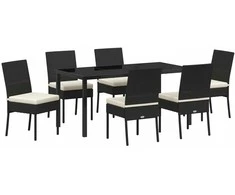 Lauko baldų komplektas Sodo valgomojo komplektas 7 pcs Juoda