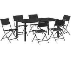 Lauko baldų komplektas Sodo valgomojo komplektas 7 pcs Juoda