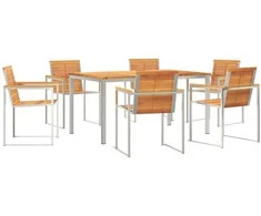 Lauko baldų komplektas Sodo valgomojo komplektas 7 pcs Ruda Kietos akacijos mediena