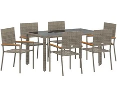 Sodo valgomojo komplektas 7 pcs Pilka poliratanas