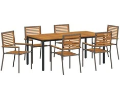 Sodo valgomojo komplektas 7 pcs Pilka ir ruda poliratanas