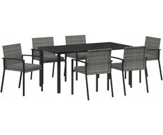 Lauko baldų komplektas Sodo valgomojo komplektas 7 pcs Pilka