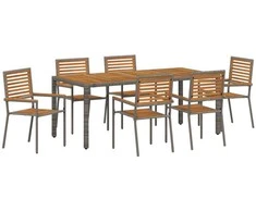 Sodo valgomojo komplektas 7 pcs Pilka ir ruda poliratanas