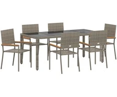 Sodo valgomojo komplektas 7 pcs Pilka poliratanas