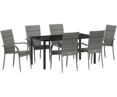 Lauko baldų komplektas Sodo valgomojo komplektas 7 pcs Pilka