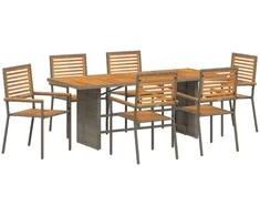Sodo valgomojo komplektas 7 pcs Pilka ir ruda poliratanas
