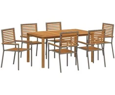 Lauko baldų komplektas Sodo valgomojo komplektas 7 pcs Pilka Kietos akacijos mediena