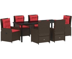 Sodo valgomojo komplektas su pagalve 7 pcs Ruda Poli ratanas