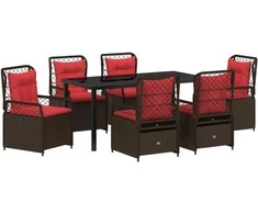 Lauko baldų komplektas Sodo valgomojo komplektas 7 pcs Ruda poliratanas