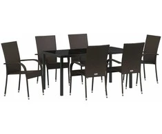 Lauko baldų komplektas Sodo valgomojo komplektas 7 pcs Ruda