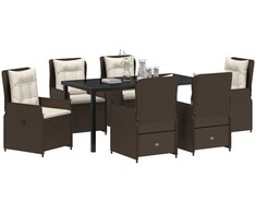 Lauko baldų komplektas Sodo valgomojo komplektas 7 pcs Ruda poliratanas