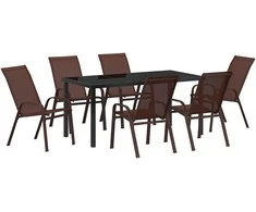 Lauko baldų komplektas Sodo valgomojo komplektas 7 pcs Ruda ir juoda