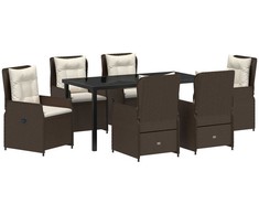 Lauko baldų komplektas Sodo valgomojo komplektas 7 pcs Ruda poliratanas