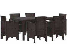 Lauko baldų komplektas Sodo valgomojo komplektas 7 pcs Ruda Polt ratanas