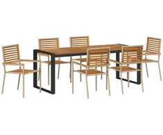 Sodo valgomojo komplektas 7 pcs Bežinis ir Rudas poliratanas