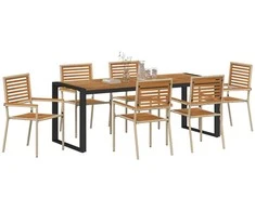 Sodo valgomojo komplektas 7 pcs Bežinis ir Rudas poliratanas