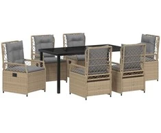 Lauko baldų komplektas Sodo valgomojo komplektas 7 pcs Bežinė ir šviesiai pilka