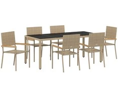 Sodo valgomojo komplektas 7 pcs Smėlio poliratanas