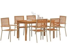 Lauko baldų komplektas Sodo valgomojo komplektas 7 pcs Smėlio Kietos akacijos mediena