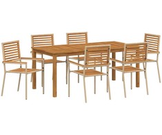 Lauko baldų komplektas Sodo valgomojo komplektas 7 pcs Smėlio Kietos akacijos mediena