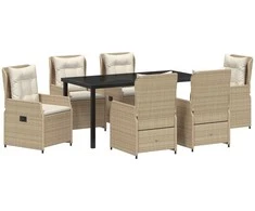 Lauko baldų komplektas Sodo valgomojo komplektas 7 pcs Bežinė ir šviesiai pilka
