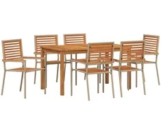 Lauko baldų komplektas Sodo valgomojo komplektas 7 pcs Smėlio Kietos akacijos mediena