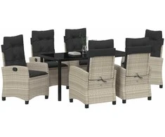 Lauko baldų komplektas Sodo valgomojo komplektas 7 pcs Šviesiai pilka poliratanas