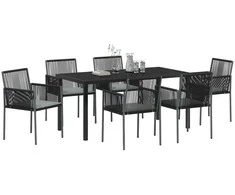 Lauko baldų komplektas Sodo valgomojo komplektas 7 pcs Juoda PE ratanas