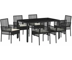 Lauko baldų komplektas Sodo valgomojo komplektas 7 pcs Juoda poliratanas