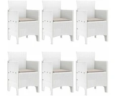 Lauko baldų komplektas Sodo valgomojo komplektas 7 pcs Balta Polt ratanas