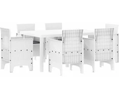 Lauko baldų komplektas Sodo valgomojo komplektas 7 pcs Balta Polt ratanas
