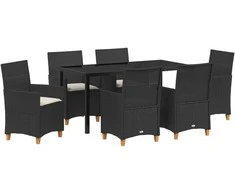 Lauko baldų komplektas Sodo valgomojo komplektas 7 pcs Juoda poliratanas